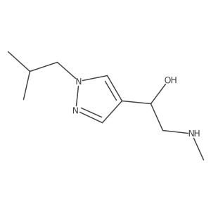 2-(methylamino)-1-[1-(2-methylpropyl)-1H-pyrazol-4-yl]ethan-1-ol结构式