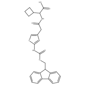 2-cyclobutyl-2-{2-[2-({[(9H-fluoren-9-yl)methoxy]carbonyl}amino)-1,3-thiazol-4-yl]acetamido}acetic acid结构式
