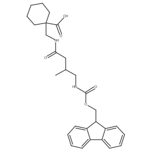 1-{[4-({[(9H-fluoren-9-yl)methoxy]carbonyl}amino)-3-methylbutanamido]methyl}cyclohexane-1-carboxylic acid Structure