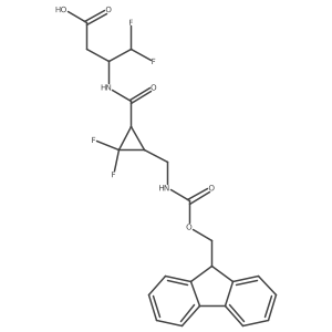 rac-3-{[(1R,3S)-3-[({[(9H-fluoren-9-yl)methoxy]carbonyl}amino)methyl]-2,2-difluorocyclopropyl]formamido}-4,4-difluorobutanoic acid结构式