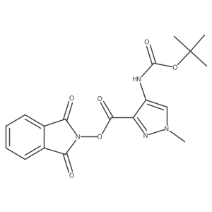 1,3-dioxo-2,3-dihydro-1H-isoindol-2-yl 4-{[(tert-butoxy)carbonyl]amino}-1-methyl-1H-pyrazole-3-carboxylate结构式