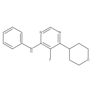 5-fluoro-6-(oxan-4-yl)-N-phenylpyrimidin-4-amine Structure