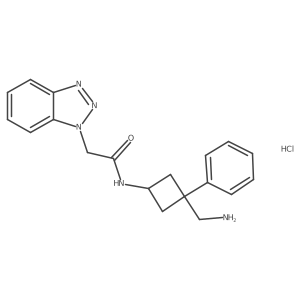 2-(1H-1,2,3-benzotriazol-1-yl)-N-[(1r,3r)-3-(aminomethyl)-3-phenylcyclobutyl]acetamide hydrochloride结构式