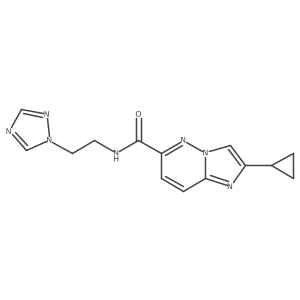 2-cyclopropyl-N-[2-(1H-1,2,4-triazol-1-yl)ethyl]imidazo[1,2-b]pyridazine-6-carboxamide结构式