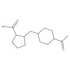 rac-(2R,3R)-2-[(1-acetylpiperidin-4-yl)methyl]oxolane-3-carboxylic acid结构式