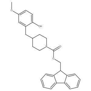 (9H-fluoren-9-yl)methyl 4-[(2-hydroxy-5-methoxyphenyl)methyl]piperidine-1-carboxylate结构式