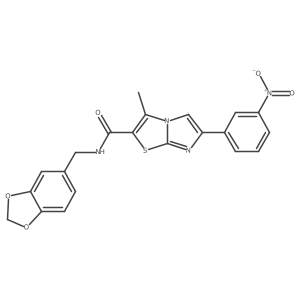 N-(benzo[d][1,3]dioxol-5-ylmethyl)-3-methyl-6-(3-nitrophenyl)imidazo[2,1-b]thiazole-2-carboxamide Structure