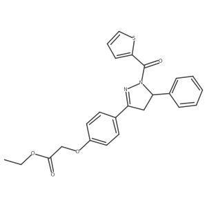 ethyl 2-(4-(5-phenyl-1-(thiophene-2-carbonyl)-4,5-dihydro-1H-pyrazol-3-yl)phenoxy)acetate结构式