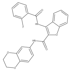 N-(2,3-dihydrobenzo[b][1,4]dioxin-6-yl)-3-(2-fluorobenzamido)benzofuran-2-carboxamide Structure