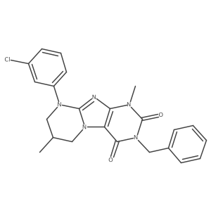 3-benzyl-9-(3-chlorophenyl)-1,7-dimethyl-6,7,8,9-tetrahydropyrimido[2,1-f]purine-2,4(1H,3H)-dione结构式
