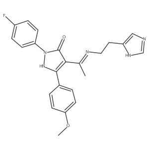 (4Z)-2-(4-fluorophenyl)-4-(1-{[2-(1H-imidazol-4-yl)ethyl]amino}ethylidene)-5-(4-methoxyphenyl)-2,4-dihydro-3H-pyrazol-3-one结构式