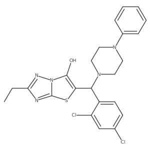 5-((2,4-Dichlorophenyl)(4-phenylpiperazin-1-yl)methyl)-2-ethylthiazolo[3,2-b][1,2,4]triazol-6-ol结构式