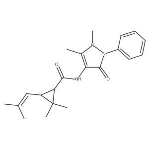 N-(1,5-dimethyl-3-oxo-2-phenyl-2,3-dihydro-1H-pyrazol-4-yl)-2,2-dimethyl-3-(2-methylprop-1-en-1-yl)cyclopropanecarboxamide结构式