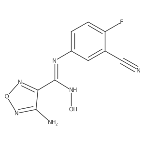 (Z)-4-amino-N'-(3-cyano-4-fluorophenyl)-N-hydroxy-1,2,5-oxadiazole-3-carboximidamide结构式