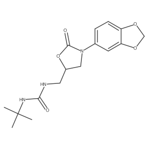 1-((3-(Benzo[d][1,3]dioxol-5-yl)-2-oxooxazolidin-5-yl)methyl)-3-(tert-butyl)urea结构式