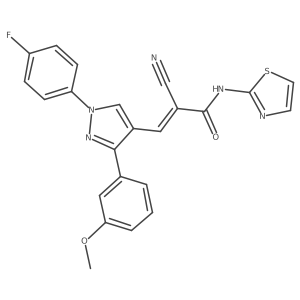 (Z)-2-Cyano-3-[1-(4-fluorophenyl)-3-(3-methoxyphenyl)pyrazol-4-yl]-N-(1,3-thiazol-2-yl)prop-2-enamide Structure