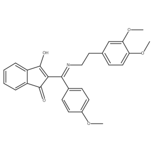 2-(((2-(3,4-Dimethoxyphenyl)ethyl)amino)(4-methoxyphenyl)methylene)indane-1,3-dione Structure