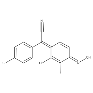 4-Chloro-I+/--[2-chloro-4-(hydroxyimino)-3-methyl-2,5-cyclohexadien-1-ylidene]benzeneacetonitrile结构式