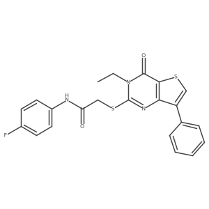 2-[(3-ethyl-4-oxo-7-phenyl-3,4-dihydrothieno[3,2-d]pyrimidin-2-yl)sulfanyl]-N-(4-fluorophenyl)acetamide结构式