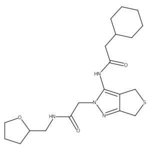 2-cyclohexyl-N-(2-(2-oxo-2-(((tetrahydrofuran-2-yl)methyl)amino)ethyl)-4,6-dihydro-2H-thieno[3,4-c]pyrazol-3-yl)acetamide Structure