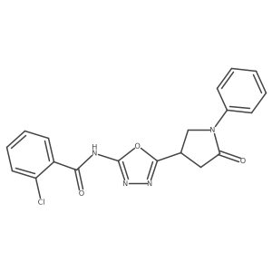 2-chloro-N-[5-(5-oxo-1-phenylpyrrolidin-3-yl)-1,3,4-oxadiazol-2-yl]benzamide结构式