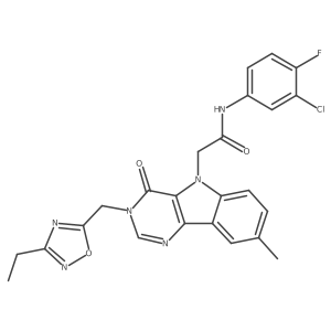 N-(3-chloro-4-fluorophenyl)-2-(3-((3-ethyl-1,2,4-oxadiazol-5-yl)methyl)-8-methyl-4-oxo-3H-pyrimido[5,4-b]indol-5(4H)-yl)acetamide结构式