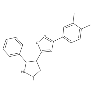 3-(3,4-Dimethylphenyl)-5-(3-phenylpyrazolidin-4-yl)-1,2,4-oxadiazole结构式