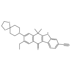 8-(1,4-Dioxa-8-azaspiro[4.5]dec-8-yl)-9-ethyl-6,11-dihydro-6,6-dimethyl-11-oxo-5H-benzo[b]carbazole-3-carbonitrile结构式