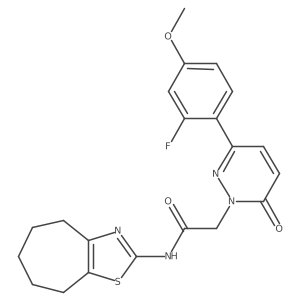 2-[3-(2-fluoro-4-methoxyphenyl)-6-oxopyridazin-1(6H)-yl]-N-[(2Z)-3,4,5,6,7,8-hexahydro-2H-cyclohepta[d][1,3]thiazol-2-ylidene]acetamide Structure