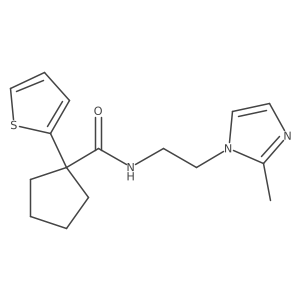 N-(2-(2-methyl-1H-imidazol-1-yl)ethyl)-1-(thiophen-2-yl)cyclopentanecarboxamide结构式