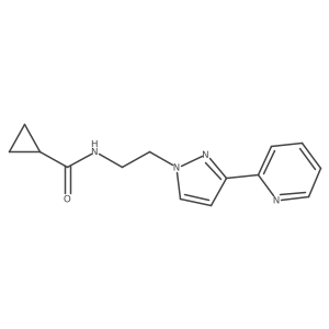 N-(2-(3-(pyridin-2-yl)-1H-pyrazol-1-yl)ethyl)cyclopropanecarboxamide结构式