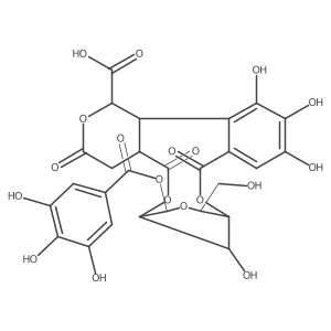 I(2)-D-Glucopyranose, cyclic 2,4-ester with 3-(6-carboxy-2,3,4-trihydroxyphenyl)tetrahydro-6-oxo-2H-pyran-2,4-dicarboxylic acid, 1-(3,4,5-trihydroxybenzoate) Structure