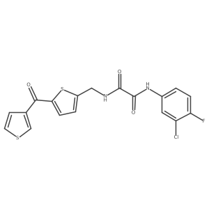 N1-(3-chloro-4-fluorophenyl)-N2-((5-(thiophene-3-carbonyl)thiophen-2-yl)methyl)oxalamide结构式