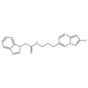 2-(1H-benzo[d]imidazol-1-yl)-N-(3-(2-methylpyrazolo[1,5-a]pyrimidin-6-yl)propyl)acetamide结构式