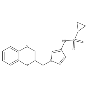 N-(1-((2,3-dihydrobenzo[b][1,4]dioxin-2-yl)methyl)-1H-pyrazol-4-yl)cyclopropanesulfonamide Structure