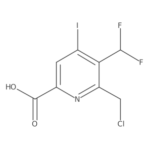 2-(Chloromethyl)-3-(difluoromethyl)-4-iodopyridine-6-carboxylic acid结构式
