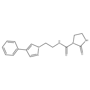 2-oxo-N-(2-(4-phenyl-1H-pyrazol-1-yl)ethyl)imidazolidine-1-carboxamide结构式