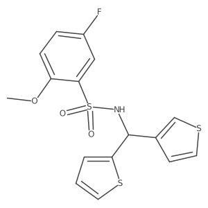 5-fluoro-2-methoxy-N-(thiophen-2-yl(thiophen-3-yl)methyl)benzenesulfonamide结构式