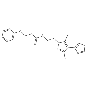 N-(2-(3,5-dimethyl-4-(thiophen-3-yl)-1H-pyrazol-1-yl)ethyl)-3-(phenylthio)propanamide Structure