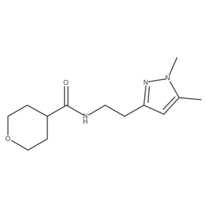 N-(2-(1,5-dimethyl-1H-pyrazol-3-yl)ethyl)tetrahydro-2H-pyran-4-carboxamide结构式