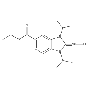 (5-(Ethoxycarbonyl)-1,3-diisopropyl-1,3-dihydro-2H-benzo[d]imidazol-2-ylidene)gold(III) chloride Structure