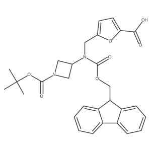 5-[[9H-Fluoren-9-ylmethoxycarbonyl-[1-[(2-methylpropan-2-yl)oxycarbonyl]azetidin-3-yl]amino]methyl]furan-2-carboxylic acid结构式