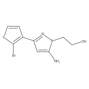 2-[5-amino-3-(2-bromothiophen-3-yl)-1H-pyrazol-1-yl]ethan-1-ol Structure