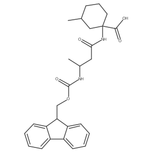 1-[(3R)-3-({[(9H-fluoren-9-yl)methoxy]carbonyl}amino)butanamido]-3-methylcyclohexane-1-carboxylic acid Structure