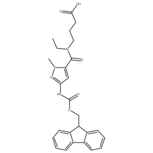 4-{N-ethyl-1-[3-({[(9H-fluoren-9-yl)methoxy]carbonyl}amino)-1-methyl-1H-pyrazol-5-yl]formamido}butanoic acid Structure