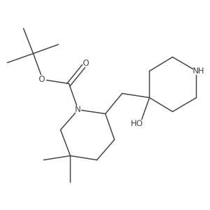 Tert-butyl 2-[(4-hydroxypiperidin-4-yl)methyl]-5,5-dimethylpiperidine-1-carboxylate结构式