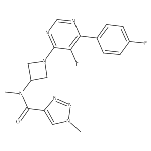 N-{1-[5-fluoro-6-(4-fluorophenyl)pyrimidin-4-yl]azetidin-3-yl}-N,1-dimethyl-1H-1,2,3-triazole-4-carboxamide结构式