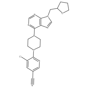 5-chloro-6-(4-{9-[(oxolan-2-yl)methyl]-9H-purin-6-yl}piperazin-1-yl)pyridine-3-carbonitrile结构式