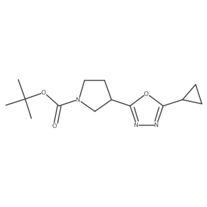 Tert-butyl 3-(5-cyclopropyl-1,3,4-oxadiazol-2-YL)pyrrolidine-1-carboxylate结构式