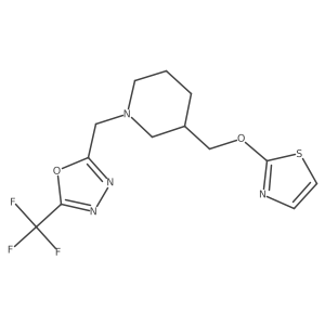 3-[(1,3-Thiazol-2-yloxy)methyl]-1-{[5-(trifluoromethyl)-1,3,4-oxadiazol-2-yl]methyl}piperidine Structure